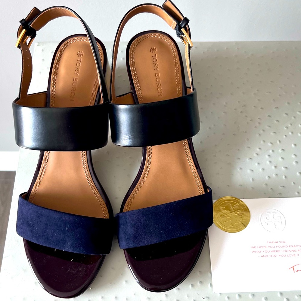 New Tory Burch Gigi 55mm Sandal. Perfect Black/Midnight.
